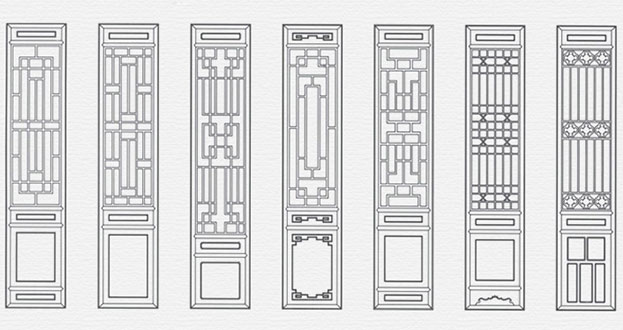 康巴什常用中式仿古花窗图案隔断设计图